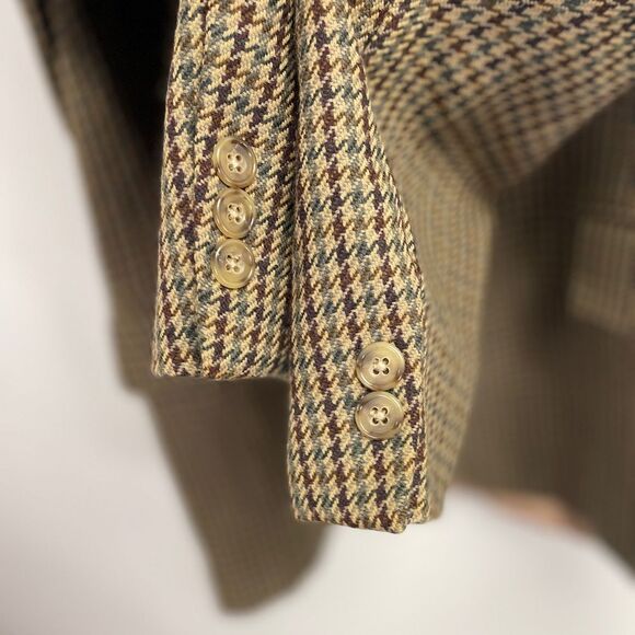 Oscar de la Renta Vintage Oversized blazer 42R. Mens Tweed tan brown houndstooth - Picture 12 of 16